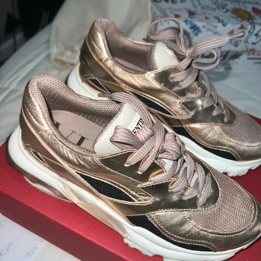 Valentino Garavani Gold and Black Sneakers - Picture 3 of 9